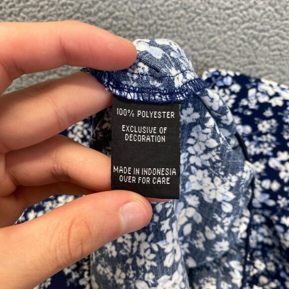 iz BYER Women's Blue Ruffled Blouse Top Size M,Floral Blue - Picture 7 of 9